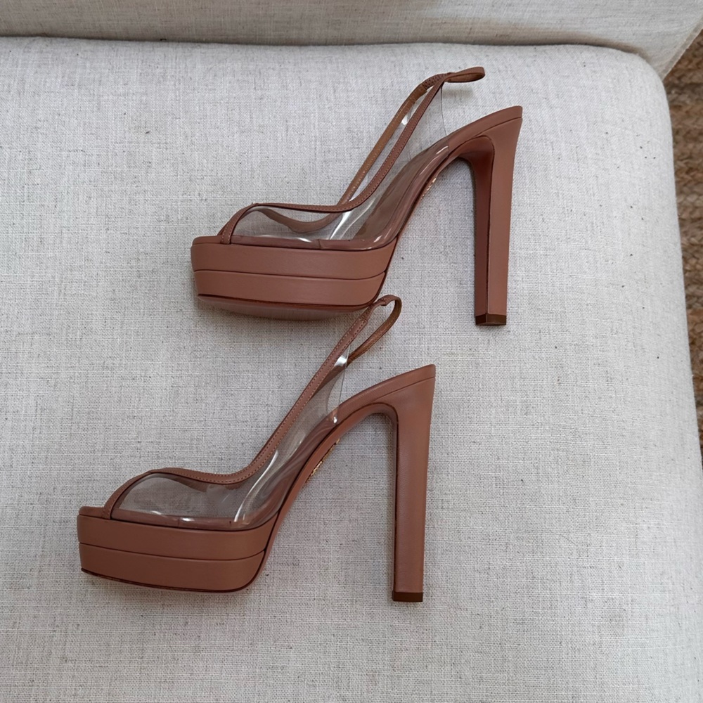 NWT AQUAZZURA Temptation 130mm Platform Leather & PVC Heels 39.5 (US 8.5 - 9.5) - Picture 8 of 12